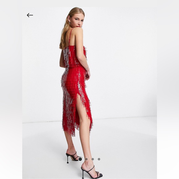 ASOS DESIGN shard detail midi dress in size US 4 - Picture 1 of 4